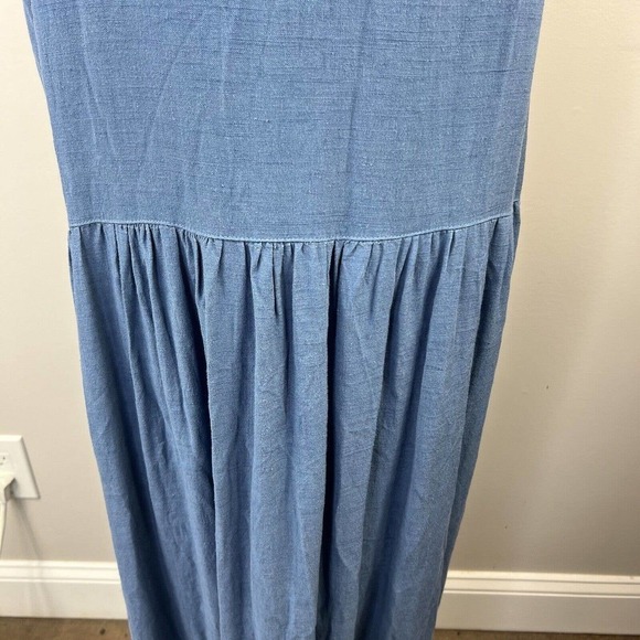 Sellse Blue Linen Oversized Maxi Dress Size S  M Lagenlook Pleated - Picture 11 of 14